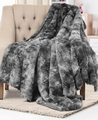 Soft & Comfortable Gray Faux Fur Throw Blanket for Couch – (50″x65″) Minky & Flu