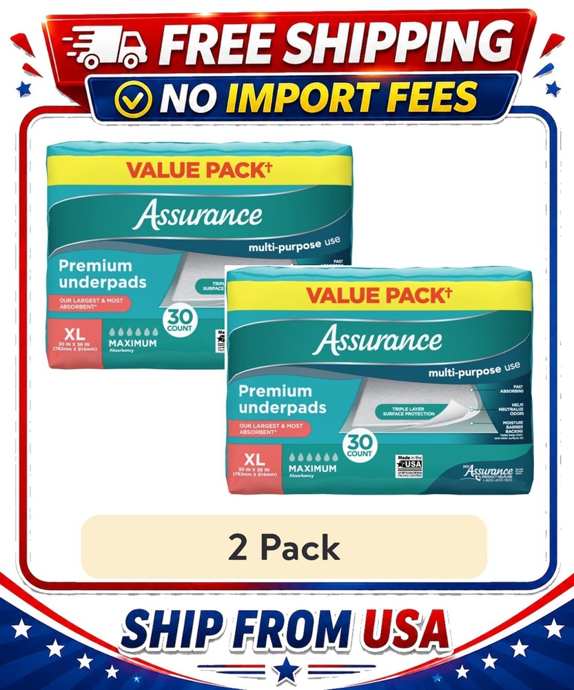 ( 2 pack ) Assurance Unisex Premium Underpad for Adults, XL, 30 Count