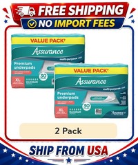 ( 2 pack ) Assurance Unisex Premium Underpad for Adults, XL, 30 Count