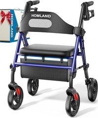HOMLAND Andadores plegables con asiento para personas mayores, 4 ruedas