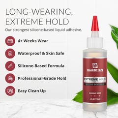 Walker Tape Extreme Hold Adhesive 4 Fl Oz Squeeze Bottle For Wig Installs Lace