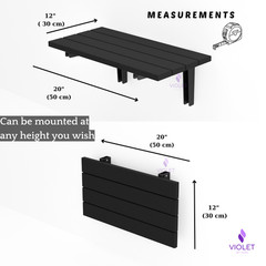 Wall Mounted Folding Shower Bench, Hidden Handmade Teak Wood Floating Seat