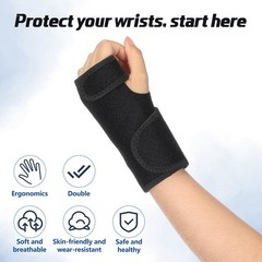 2 Pcs Wrist Brace for Carpal Tunnel Night Sleep Breathable Style, Black