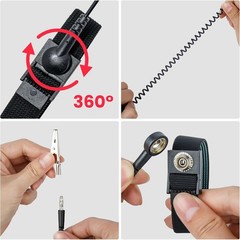 Reusable Anti Static Wrist Straps – Grounding Clip, XL Size Adjustable – 2 Pack