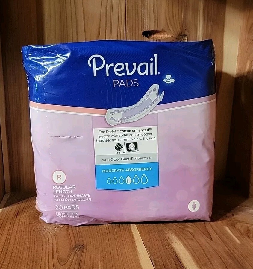 Prevail Bladder Control Pad, 9.25″ Regular, Moderate Absorbency BC-012, 20 Pads