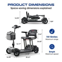 Folding Electric Mobility Scooter for Adults 4 Wheel Travel Scooter with Seat