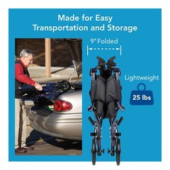 Carex Lightweight Blue Transport Wheelchair 25lbs Folding Portable 19 Inch Seat