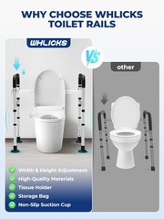WHLICKS Toilet Safety Rails, Height & Width Adjustable Detachable Toilet Safe…