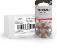 60 x Rayovac Extra 312 Size Hearing aid batteries Zinc air 10 Packs Used By 2029