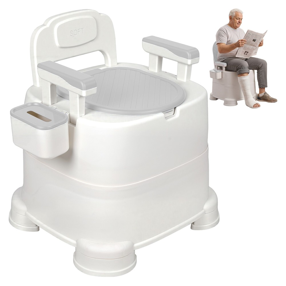 Portable Commode Chair with Removable Armrest, Bedside Commode Chair 220lbs