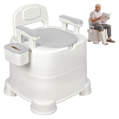 Portable Commode Chair with Removable Armrest, Bedside Commode Chair 220lbs