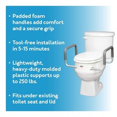 Raised Toilet Seat with Arms, 3.5″ Riser for Elderly & Handicap, 300 lbs Capacit