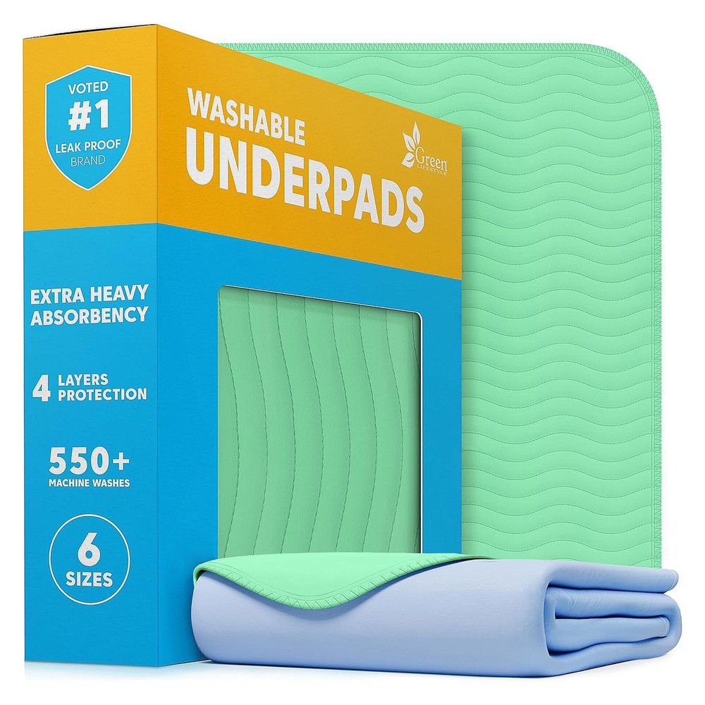 (1pk) GREEN LIFESTYLE 34″x52″ Washable Underpads for Kids, Adults, Elderly, Pets