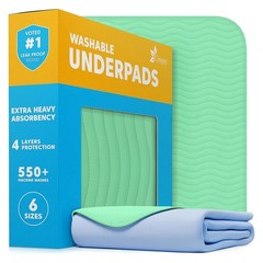 (1pk) GREEN LIFESTYLE 34″x52″ Washable Underpads for Kids, Adults, Elderly, Pets