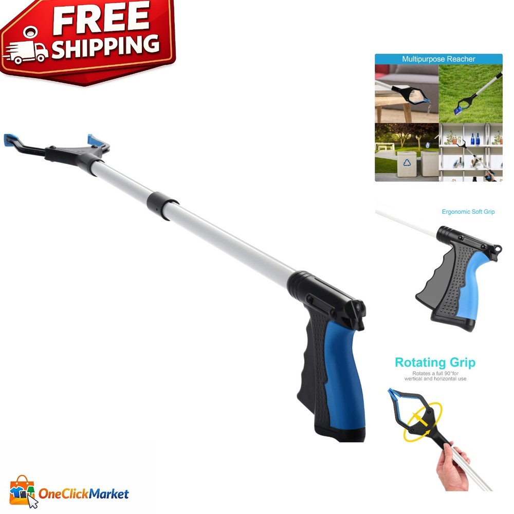 Heavy-Duty 32-Inch Trash Grabber with Rotating Head – Ideal for Litter Picking