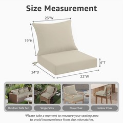 PatioGlow Outdoor Seat Cushion Set 22 x 24 x 4 Inch, 22 x 24 Beige1