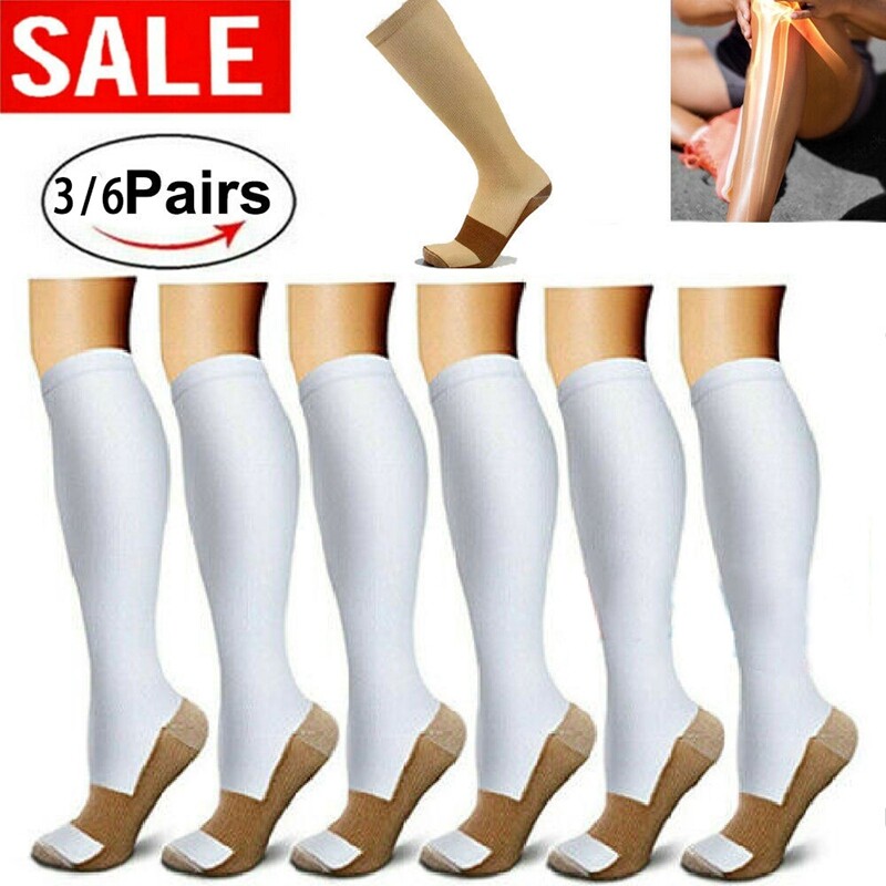 6pair Compression Socks Women Men 30-40Mmhg Extra Wide Calf Knee High plus Size