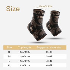 Copper Ankle Brace Silver Support Compression Sleeve Socks Foot Fasciitis Pain