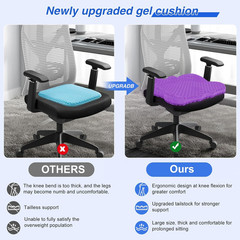 Thicken 19.7In Seat Cushion, Gel Seat Cushion for Long Sitting–Office Chair, Whe