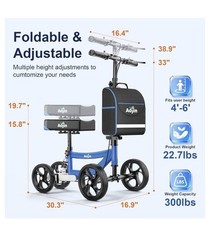 Aojin Knee Scooter for Adults for FootInjuries, 300lbs Capacity