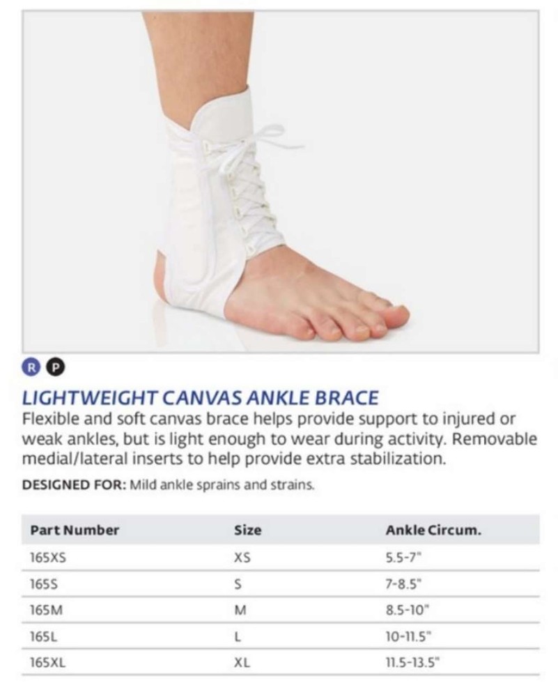 Bell-Horn Lightweight Canvas Ankle Brace White Small