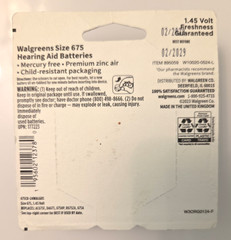 NIB Walgreens 24 count Size 675 Hearing Aid Batteries Expires 02/2029