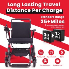 Blue Foldable Electric Wheelchair for Adult, 35Miles Travel Distance, 700W Motor
