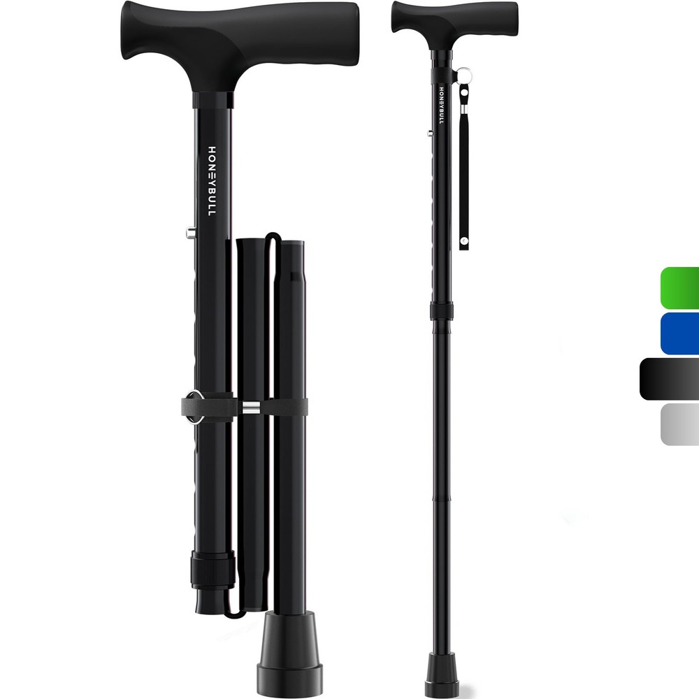 HoneyBull Walking Cane | Single Tip Canes for Men & Women, Normal Cane, Black