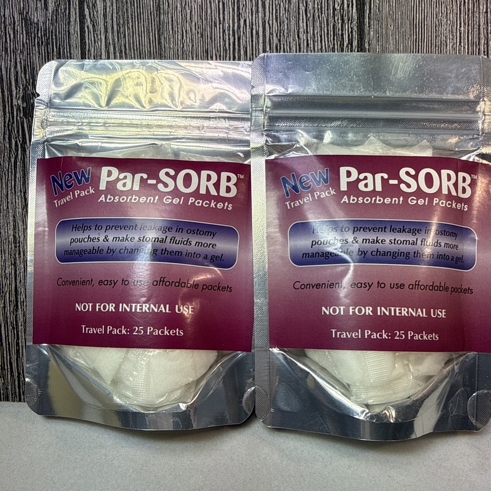 Parthenon Par-Sorb Absorbent Crystals 2 Travel 25 Pouches Help Prevent Leakage