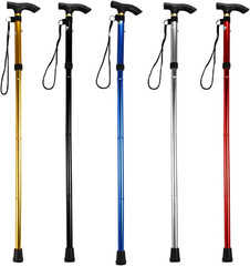 Adjustable Lightweight Folding Walking Stick with Non-Slip Rubber Base