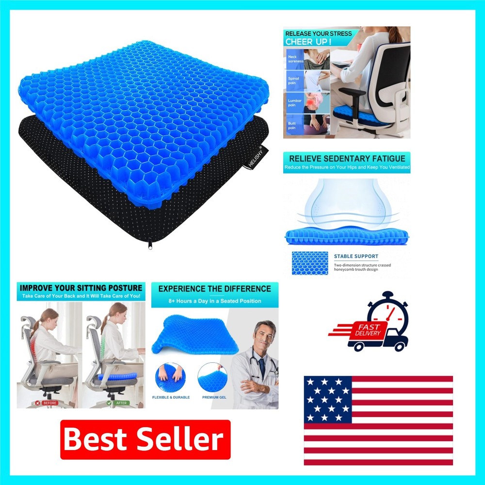 1.65” Gel Seat Cushion for Long Sitting – Breathable Pain Relief Comfort