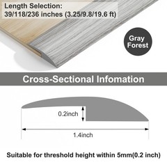 Floor Transition Strip – 118 Inches Vinyl Door 5MM-118IN, Gray Forest