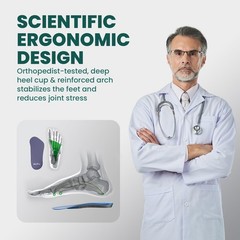 Arthritis Support Insert Insoles for Men – L: 8-12|Women 9.5-13, Blue
