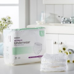 McKesson Adult Disposable Cloth Underwear Maximum Absorbency – Size L 18 Count