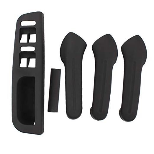 Black Interior Inside Door Grab Handle Covers & Window Switch Bezel Kit for