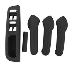 Black Interior Inside Door Grab Handle Covers & Window Switch Bezel Kit for