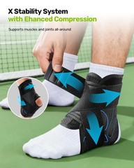 Quick Lace Up Ankle Brace with 2 Metal Support Stays Breathable Stabilizer f