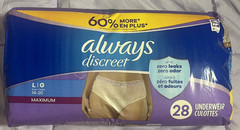 NEW Always Discreet Women’s Disposable Underwear Size Large 28 Count