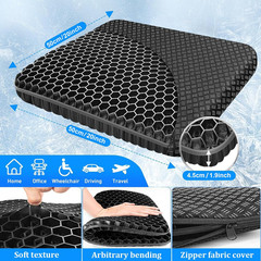 Gel Seat Cushion for Long Sitting Hip Pain, 20X20Inch Jumbo Thick Soft & Breatha