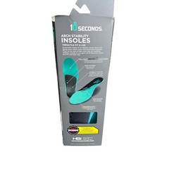 10 Seconds Arch Stability Insoles Men 7 Women 8.5 Full Foot PORON Cushion Teal
