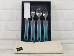 Bunmo Adaptive Utensils 4 PC Dinner Set for Elderly/Arthritis/Weak Hand Grip