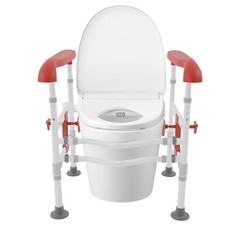 Steel Toilet Safety Rails w/ Fixable Clamp Adjustable Handicap Frame Max.330lbs