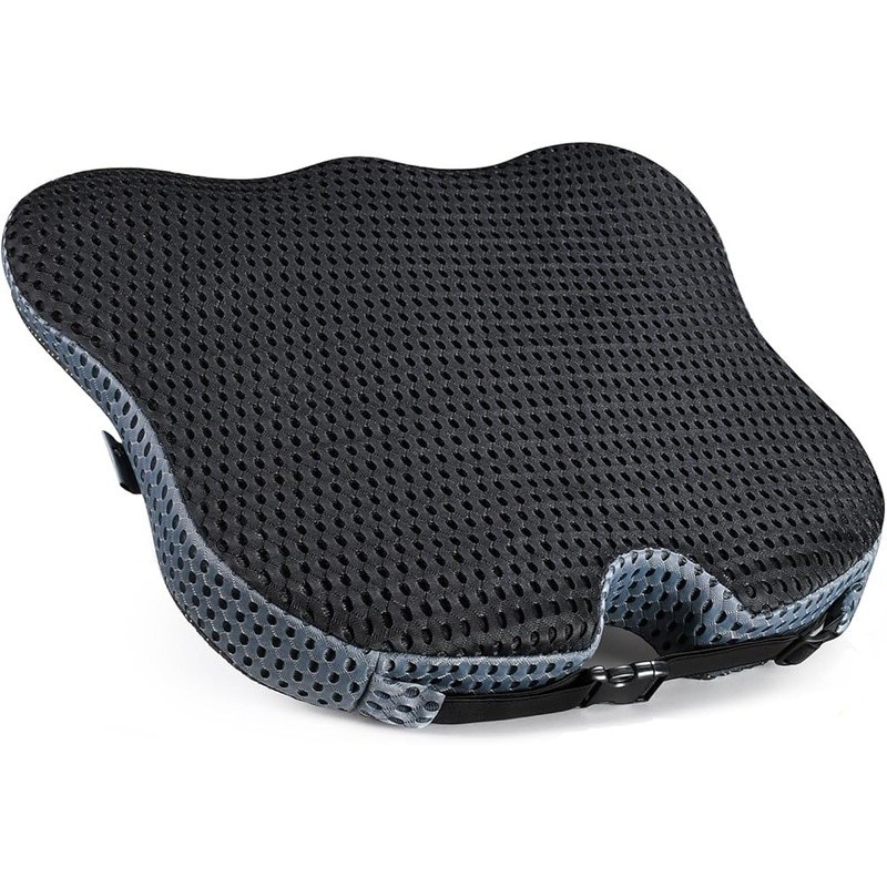 Wedge Car Seat Cushion Memory Foam Non-Slip Adjustable Straps Driving Comfort US