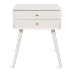 Kate And Laurel Finco Midcentury Modern Style Side Table 2 Drawers White Finish