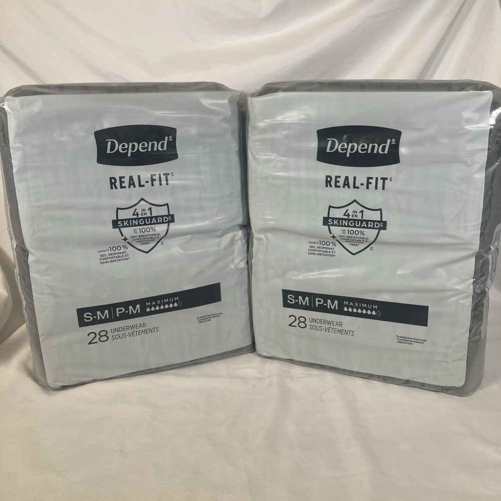 56 Count Depend Real Fit Adult Disposable Underwear for Men S/M