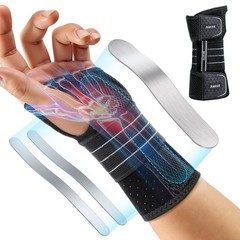 Rakiie Carpal Tunnel Wrist Brace Left Hand Gray 3 Metal Splints Support