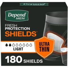 Depend Shields Incontinence Pads Men Light Absorbency 180 Count Packaging May