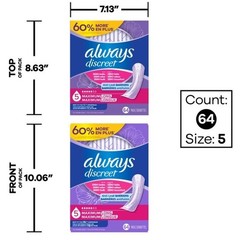 Always Discreet Maximum Absorbency Long Pads 64 Ct Bladder Protection, Sale