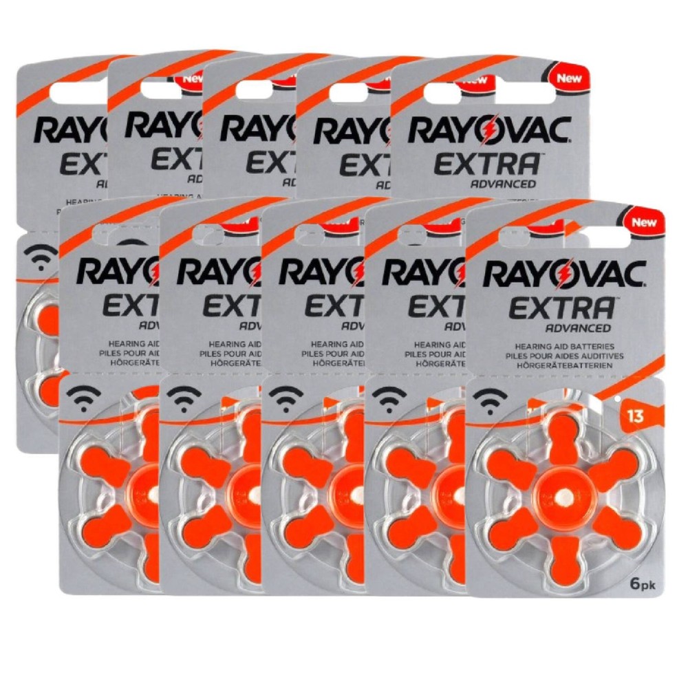 60 Rayovac Extra Advanced Size 13 Pr48 Hearing Aid Batteries 1.45V Zinc Air 6Bl
