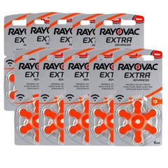 60 Rayovac Extra Advanced Size 13 Pr48 Hearing Aid Batteries 1.45V Zinc Air 6Bl